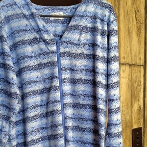 Blue Striped Zip-Front Women's Robe by Rachel Spa